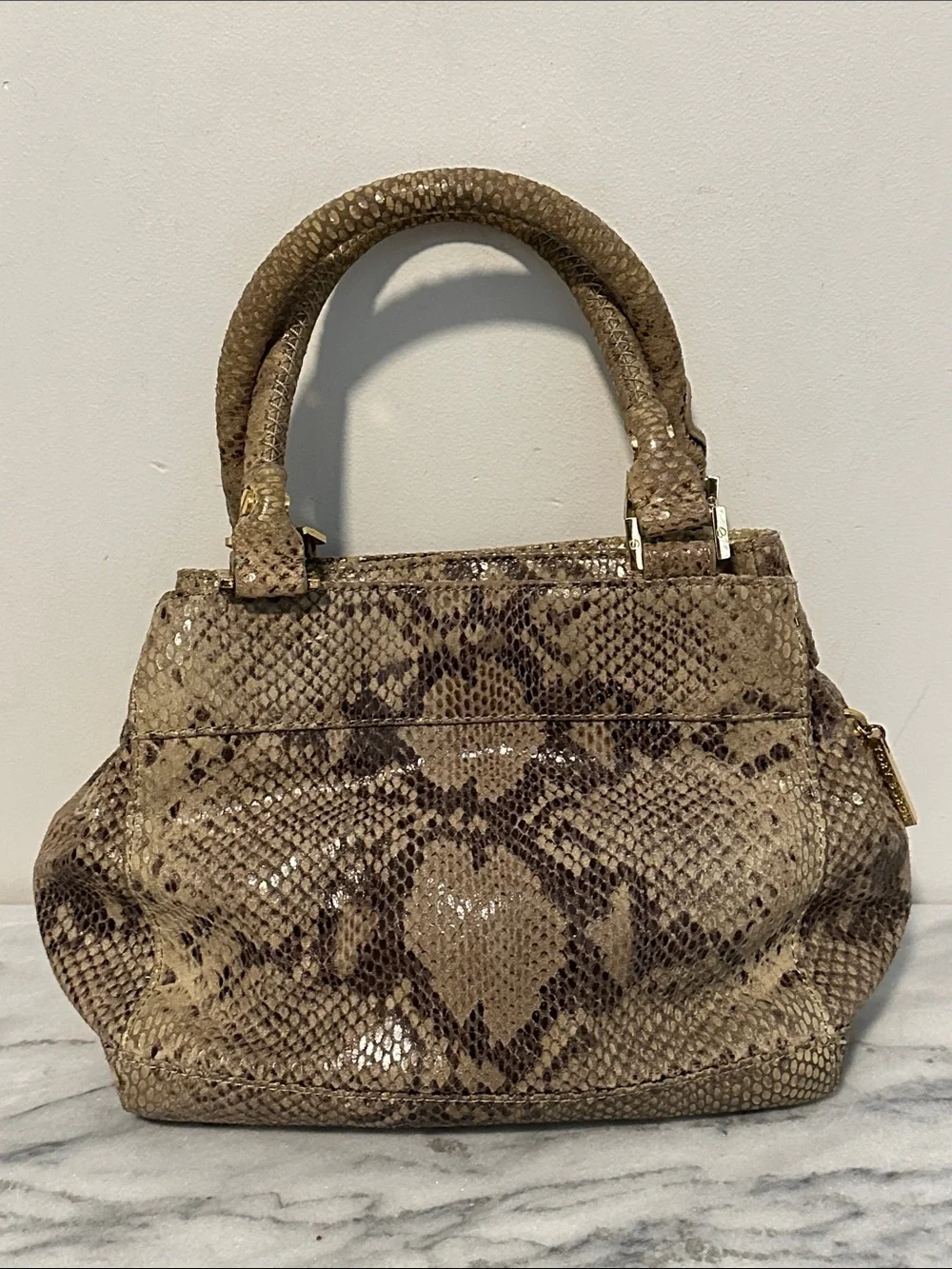 Tory Burch Python Embossed Leather Top Handle Satchel Bag